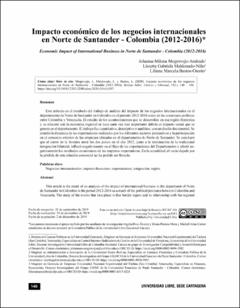 Portada Impacto económico de los negocios internacionales en Norte de Santander, Colombia (2012-2016)