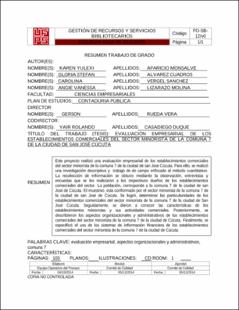 Portada Evaluación empresarial de los establecimientos comerciales del sector minorista de la comuna 7 de la ciudad de San José Cúcuta