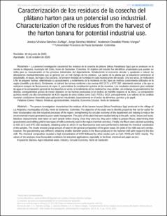 Portada Caracterización de los residuos de la cosecha del plátano harton para un potencial uso industrial