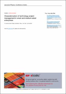Portada Characterization of technology project management in small and medium-sized enterprises