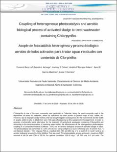 Portada Coupling of heterogeneous photocatalysis and aerobic biological process of activated sludge to treat wastewater containing Chlorpyrifos