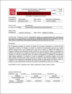 Portada Propuesta para la planificación del sistema de gestión de la seguridad y salud en el trabajo basado en el decreto 1072 de 2015 para la empresa carnisabor ubicada en san José de Cúcuta (Archivo Electrónico)