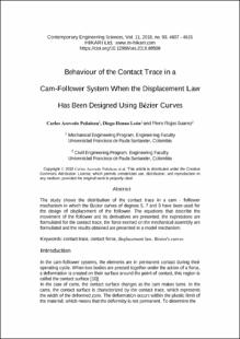 Portada Behaviour of the contact trace in a cam-follower system when the displacement law has been designed using bézier curves