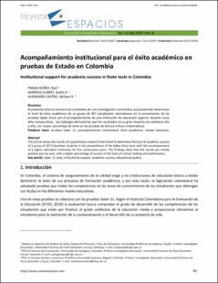 Portada Acompañamiento institucional para el éxito académico en pruebas de Estado en Colombia