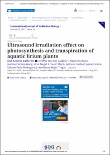 Portada Ultrasound irradiation effect on photosynthesis and transpiration of aquatic lirium plants