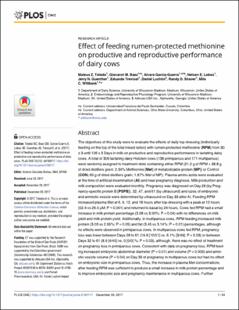 Portada Effect of feeding rumen-protected methionine on productive and reproductive performance of dairy cows
