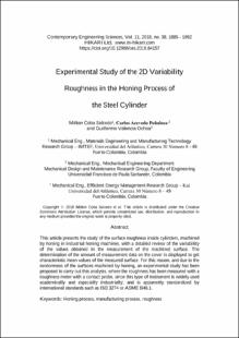 Portada Experimental study of the 2D variability roughness in the honing process of the steel cylinder