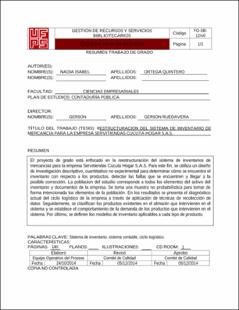 Portada Restructuración del sistema de inventario de mercancía para la empresa servitiendas Cúcuta hogar s.a.s.
