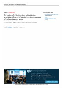 Portada Formation of critical thinking related to the energetic efficiency of applied physics processes of civil engineering works