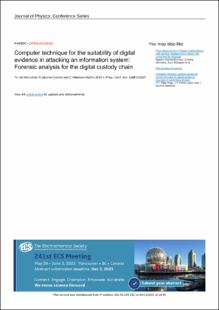 Portada Computer technique for the suitability of digital evidence in attacking an information system: Forensic analysis for the digital custody chain