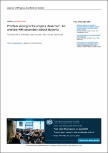 Portada Problem solving in the physics classroom. An analysis with secondary school students