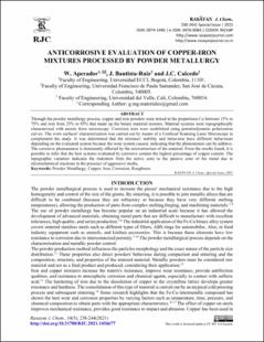 Portada Anticorrosive evaluation of copper-iron mixtures processed by powder metallurgy