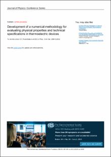 Portada Development of a numerical methodology for evaluating physical properties and technical specifications in thermoelectric devices