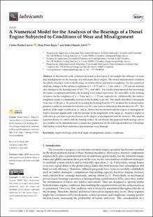 Portada Document details - A numerical model for the analysis of the bearings of a diesel engine subjected to conditions of wear and misalignment