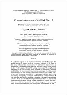 Portada Ergonomic assessment of the work place of the footwear assembly line. Case: city of Cúcuta - Colombia