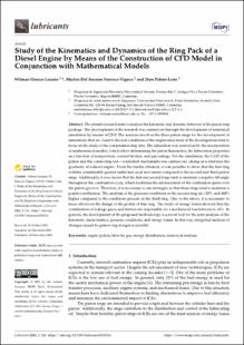 Portada Study of the Kinematics and Dynamics of the Ring Pack of a Diesel Engine by Means of the Construction of CFD Model in Conjunction with Mathematical Models