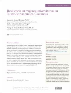 Portada Resiliencia en mujeres universitarias en Norte de Santander, Colombia