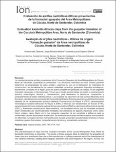Portada Evaluación de arcillas caoliniticas-illiticas provenientes de la formación guayabo del Área Metropolitana de Cúcuta, Norte de Santander, Colombia