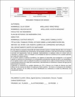 Portada Estudio sobre la implementación del método de aforo con agente químico en corrientes naturales del departamento Norte de Santander
