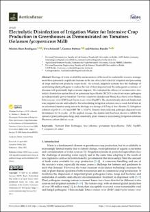Portada Electrolytic Disinfection of Irrigation Water for Intensive Crop Production in Greenhouses as Demonstrated on Tomatoes (Solanum lycopersicum Mill)