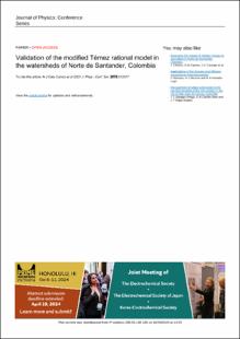 Portada Validation of the modified Témez rational model in the watersheds of Norte de Santander, Colombia