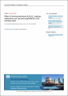 Portada Effect of forming technique BixSiyOz coatings obtained by solgel and supported on 316L stainless steel