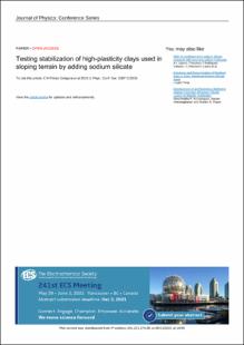 Portada Testing stabilization of high-plasticity clays used in sloping terrain by adding sodium silicate