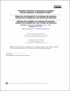 Portada Hospital selection in emergency medical service systems: A literature review