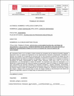 Portada Apoyo en la documentación del sistema de seguridad y salud en el trabajo basado en el decreto 1072 de 2015 en la empresa inversiones Famini S.A.S. en la ciudad de Cúcuta, Norte de Santander.