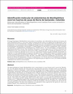 Portada Identificación molecular de aislamientos de Moniliophthora roreri en huertos de cacao de Norte de Santander, Colombia