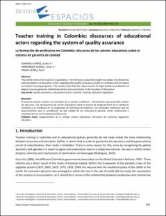 Portada Teacher training in Colombia: discourses of educational actors regarding the system of quality assurance