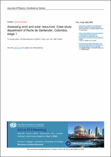Portada Assessing wind and solar resources. Case study: department of Norte de Santander, Colombia, stage 1