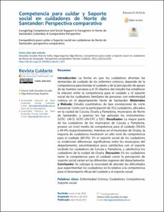 Portada Competencia para cuidar y Soporte social en cuidadores de Norte de Santander: Perspectiva comparativa