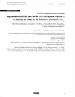 Portada Optimización de la prueba de tetrazolio para evaluar la viabilidad en semillas de Solanum lycopersicum L