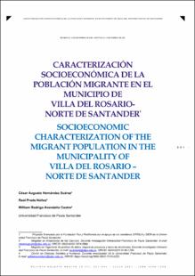 Portada Caracterización socioeconómica de la población migrante en el municipio de Villa del Rosario- Norte de Santander