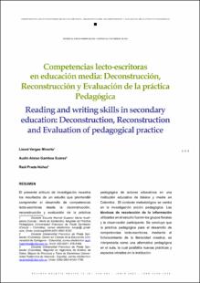 Portada Competencias lecto-escritoras en educación media: deconstrucción, reconstrucción y evaluación de la práctica Pedagógica