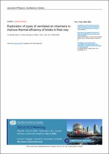 Portada Exploration of types of ventilated air chambers to improve thermal efficiency of bricks in fired clay