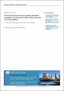 Portada Thermal and mechanical properties laboratory evaluation of hollow brick made of fired clay and rice husk additive