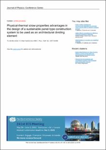 Portada Physical-thermal straw properties advantages in the design of a sustainable panel-type construction system to be used as an architectural dividing element