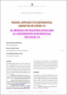 Portada Model applied to exponental growth of covid 19