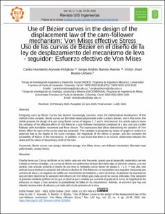 Portada Use of Bézier curves in the design of the displacement law of the cam-follower mechanism: Von Mises effective Stress
