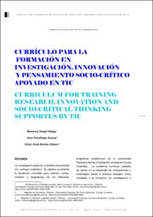 Portada Currículo para la formación en investigación, innovación y pensamiento socio-crítico apoyado en TIC