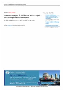 Portada Statistical analysis of wastewater monitoring for maximum peak factor estimation