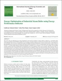 Portada Energy optimization of industrial steam boiler using energy performance indicator
