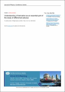 Portada Understanding of derivative as an essential part of the study of differential calculus