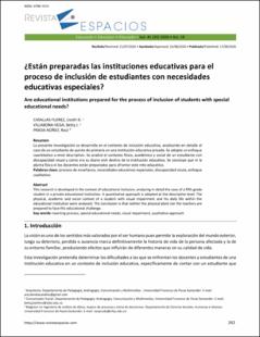 Portada ¿Están preparadas las instituciones educativas para el proceso de inclusión de estudiantes con necesidades educativas especiales?