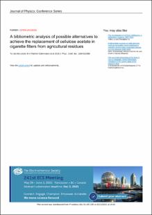Portada A Bibliometric analysis of possible alternative to achieve the replacement of cellulose acetate in cigarette filters from agricultural residues