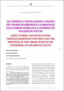 Portada Luz, símbolo y revelaciones a través del papiro de Jeremías y la presencia de la virgen María en la catedral de San José de Cúcuta