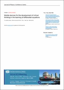 Portada Mobile devices for the development of critical thinking in the learning of differential equations