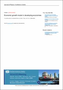 Portada Economic growth model in developing economies